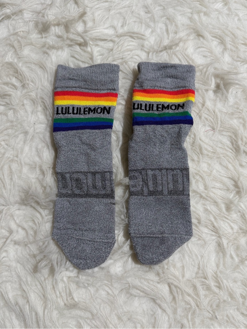 lululemon athletica Gray Crew Socks with Rainbow Pride Sock Workout Running